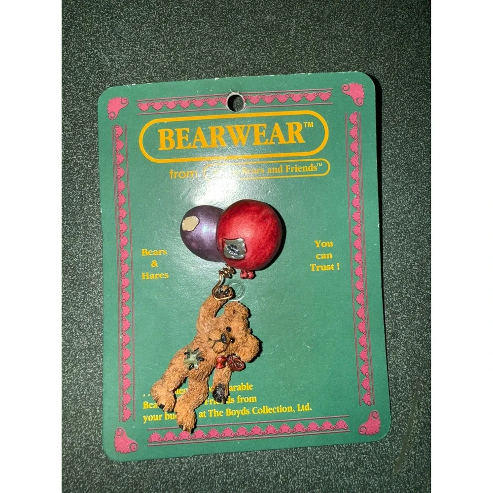Boyds‎ Bears Bearwear Pin Vintage 1995 Teddy Bear with Balloons Brooch 26116